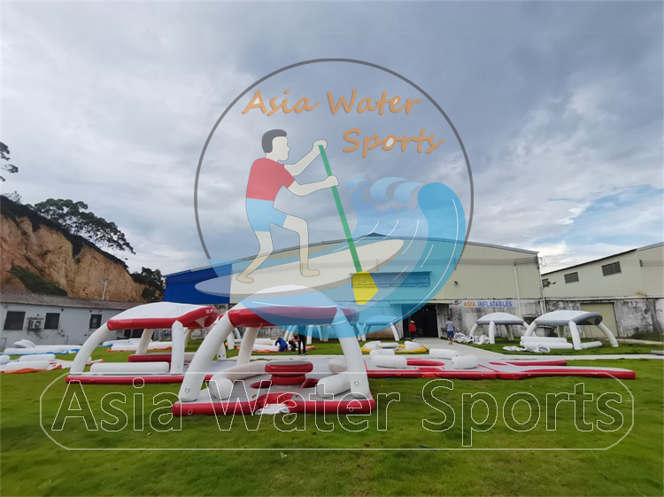 water platform floating island inflatable auqa banas
